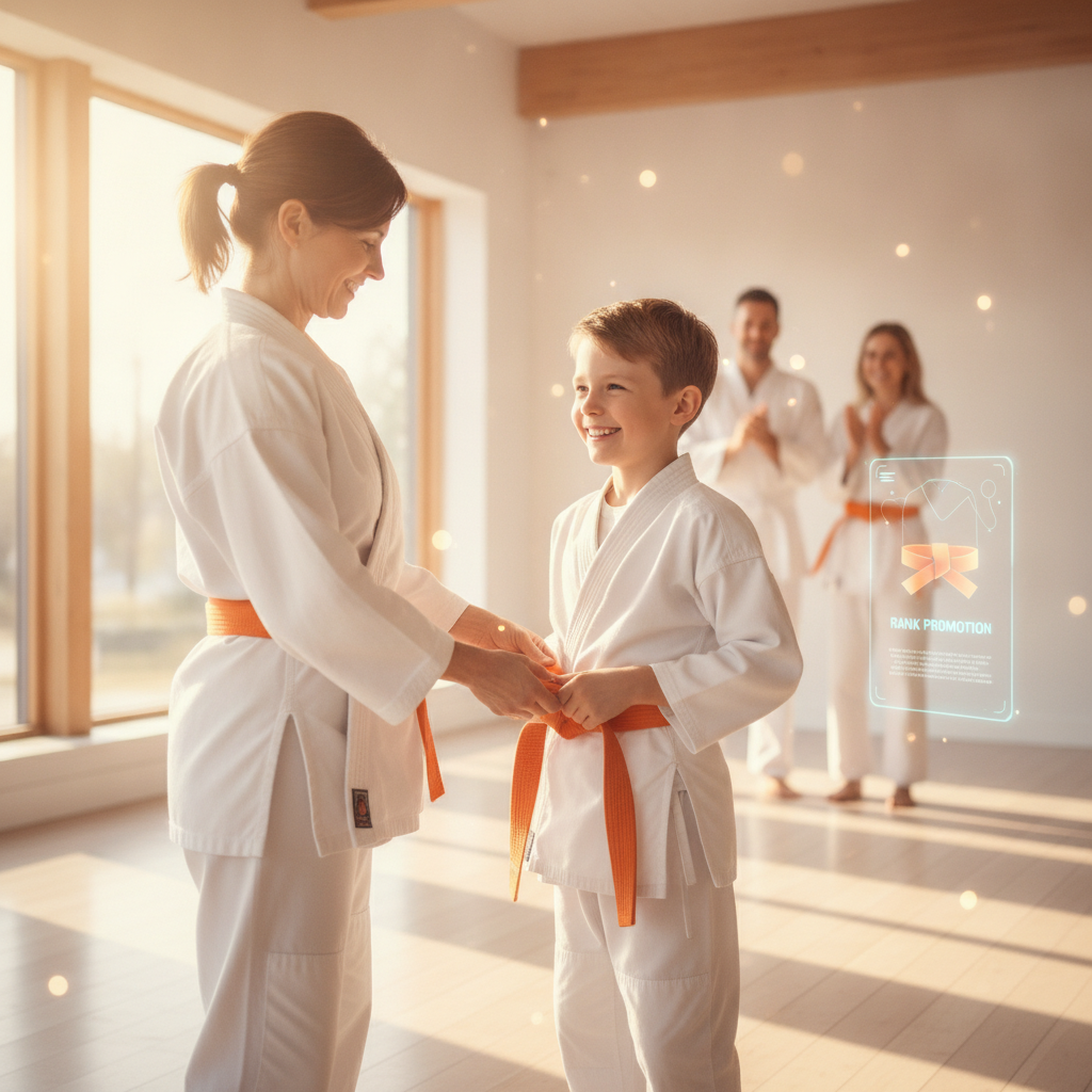 Belt promotion in a martial arts school